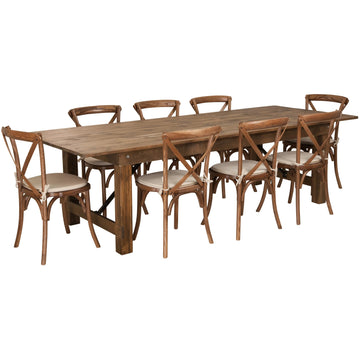 Flash Furniture XA-FARM Table, 40" x 108", Brown - 8