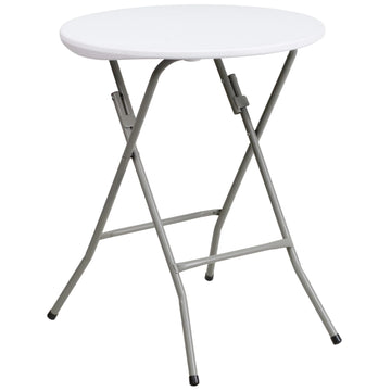 Flash Furniture DAD-YCZ-80R-1-SM-GW-GG Folding Table, 24" Diameter, White - Default Title