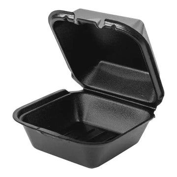 Genpak Snap-It Foam Hinged Container, Black - 5 13/16"