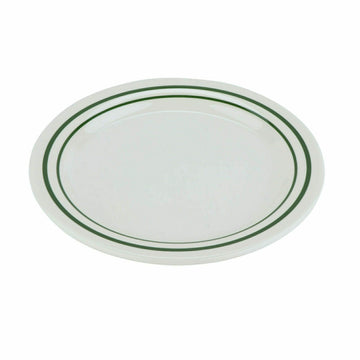 G.E.T. Enterprises BF-060 GET Emerald Melamine Plate, 6 1/4" Diameter, 48/Case - Emerald Ivory Green Striped Rim