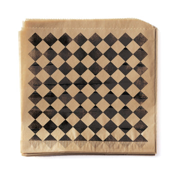 G.E.T. Enterprises Wax Paper Basket Liner, 7" x 7" - Get Black Checker 2,000/Case