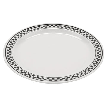 G.E.T. Enterprises WP-10 GET Diamond Barcelona Melamine Plate, 10 1/2" Diameter, 12/Case - Black White