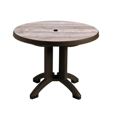 Grosfillex Table, 38" Diameter - Brown