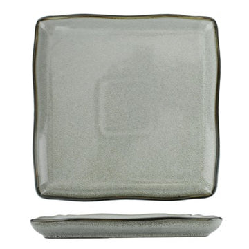International Tableware LU-22 Luna Porcelain Plate, 10" x 10", 12/Case - Black Gray