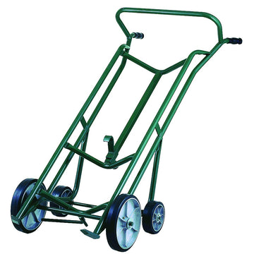 Harper Trucks Metal Drum Truck, 24" Wide, Green - Mold-On Rubber
