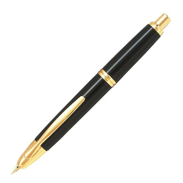 Capless Medium Retractable Fountain Pen with Gold Trim by PILOT – 1 Count (Pack of 1), Metal, Black, Model 604100101