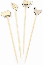 Tablecraft Food Markers OZ - Ounces .875"x.5"x5.125" Bamboo (Natural Bamboo) Assorted Pack of 48, Includes 12 Cow, 12 Pig, 12 Chicken, 12 Leaf