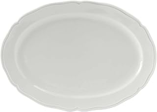 Tuxton Charleston Porcelain White Scalloped 9-Inch x 6-Inch Oval Platter, Case of 24, Bright White; Scratch Resistant; Chip Resistant; Lead & Cadmium Free; Dishwasher, Microwave, Oven Safe