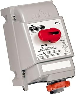Leviton 530MI7W 30 Amp, 277/480 Volt 3PY, IEC 60309-1 & 60309-2, 4P, 5W, North American Pin & Sleeve Mechanical Interlock, Industrial Grade, IP67, Watertight, Non-Fused - RED
