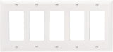 Legrand Pass & Seymour TP265W Trademaster Mid-Size Unbreakable Nylon Wall Plate, 5 Gang, Five Decorator Rocker GFCI Cover, White (1 Count)