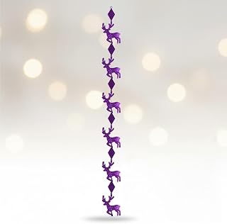 PMU Christmas Reindeer Prismatic Pendant Purple - Garland Indoor Home Ornaments Purple Hanging Decor from Ceiling Hanging Decoration for Christmas Tree (1/pkg) Pkg/1