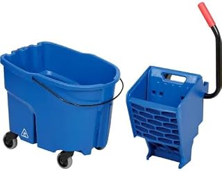2.0 Commercial Mop Bucket with Side Press Wringer, WaveBrake 26–35 Qt Splash-Reducing Floor Cleaning System (Blue)