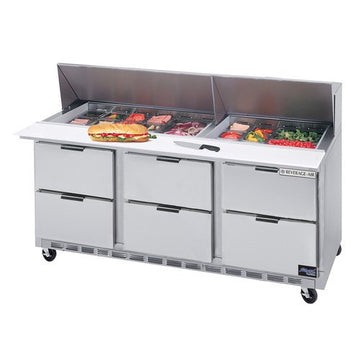 Beverage-Air Commercial Food Prep Tables 72" by Beverage Air – Model SPED72-24M-6