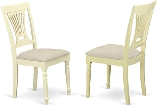 Furnifact Solid Wood Dining Chair with Linen-Upholstered Cushioned Seat, Upholstered Dining Room Chairs for Kitchen Table Set, Set of 2