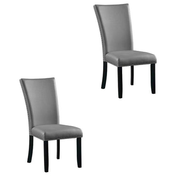 Faux Leather-Upholstered Side Chair by Furnifact – Engineered Wood, Gray; Black, Pack of 2