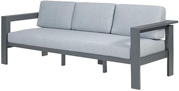 Crafters and Weavers Sardinia Aluminum Frame Outdoor Sofa - Gray Cushions