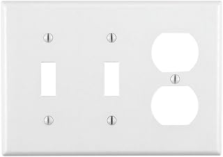 Leviton 3-Gang 2-Toggle 1-Duplex Device Combination Wallplate, Standard Size, Thermoset, Device Mount, 88021, White