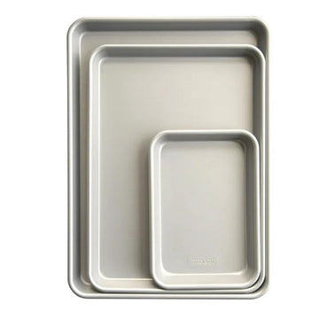 3-Piece Nonstick Baking Sheet Set Silver Color (Half Sheet by Nordic Ware – 3 sizes, Aluminum, Silver, Model 36985
