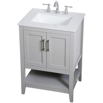 24 Inch Single Bathroom Vanity in Grey by Elegant Decor – 24"Lx19"Wx34"H, Engineered Wood, Grey, Model VF16024GR