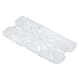 1/4 Size Clear Polycarbonate Drain Shelf for Cold Food Pan - 10 3/7" L x 6 7/16" W by HUBERT – Polycarbonate (PC), Clear, Model 107038