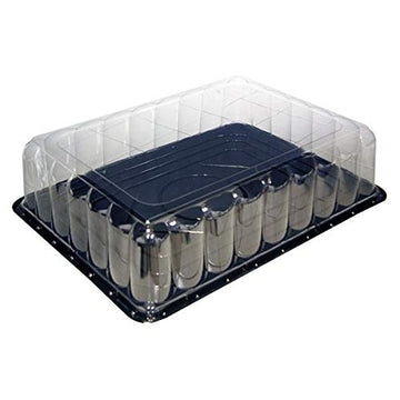 Lid Combo 5 Rose Dome 1/2 Sheet by PACTIV – 30 CT, APET Plastic, Black Base, Clear Lid, Model 2378631