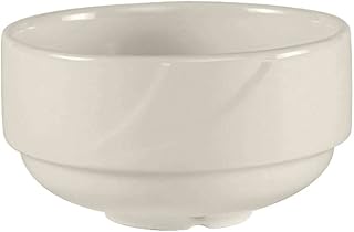 Tuxton China ASU-043 Soup Cup, 10-1/2 oz., 4-1/8" Diameter x 2-3/8"H, Round, Embossed Pattern, Stackable, Microwave and Dishwasher Safe, Oven Proof, Fully Vitrified, Ceramic, Pack of 24