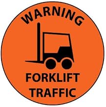 National Marker WFS35 "Walk On, Warning Forklift Traffic" Floor Sign, PS Vinyl, 17" Diameter