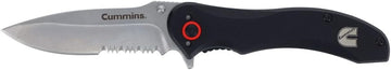 Cummins Serrated Blade D2 Steel Pocket Knife 3-inch CMN4726 - Lightweight Folding Knife Survival Tactical EDC- Black