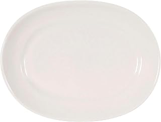 Tuxton Columbia Eggshell Rolled Edge Wide Rim 14-Inch Platter, Case of 12, White; Scratch Resistant; Chip Resistant; Lead & Cadmium Free; Dishwasher, Microwave, Oven Safe
