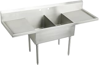Elkay WNSF8236LR0 Commercial 84" x 27-1/2" Floor Mount Double Compartment Scullery Sink with Drainboard