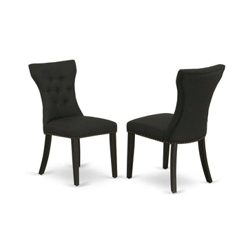 Wooden Parsons Dining Chair with Upholstered Seat by Furnifact – Wood, Black, Pack of 2