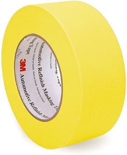 3M 06656 Crepe Paper Automotive Refinish Masking Tape, 28 lbs/in Tensile Strength, 60 yds Length x 2" Width, Yellow