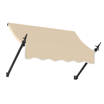 3' New Orleans (40.5"-24"-16") Fixed Awning with Spear Arms by Awntech – 40.5"W x 24"H x 16"D, Acrylic Linen, Tan, Model NO21-AZ-3T