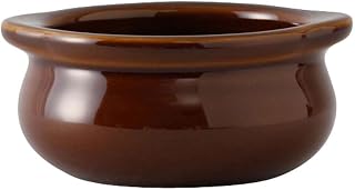 Tuxton China BAS-1203 Onion Soup Crock, 12 oz., 5-1/8" x 4-3/8" x 2-1/4"H, Microwave and Dishwasher Safe, Oven Proof, Fully Vitrified, Ceramic, DuraTux, Caramel, Pack of 12