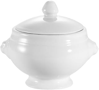 CAC China LN-88-P Lion Head 9-1/2-Inch by 8-1/2-Inch by 5-1/4-Inch 88-Ounce Super White Porcelain Lion Head Bouillon, Box of 8