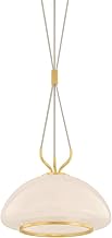 Hudson Valley Lighting Baudette 1-Light 14" Pendant | Aged Brass Adjustable Fixture with Seeded Cloud Glass Shade & Braided Fabric Cords | Artisan Modern Pendant Light | 5715-AGB
