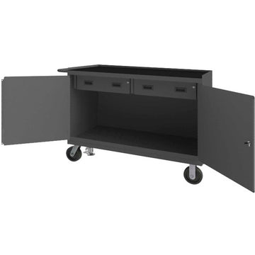 Mobile Bench Cabinet by Durham – Steel, Gray, Model 3414-RM-FL-95