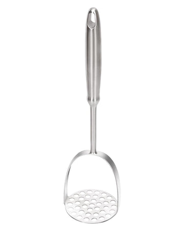 Brigii Stainless Steel Potato Masher, One Piece Press, Silver
