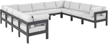 White Water Resistant Fabric Outdoor Patio Modular Sectional, Contemporary Style, Cushioned Seating, Weatherproof Design for Garden, Deck, Porch
