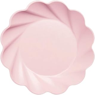 Sophistiplate Beautiful NEW Wavy Eco-Friendly Compostable Dinner Plates - Made of Bamboo Wood Fiber, and Sugarcane- biodegradable - 9.5 In, Sturdy & Heavy Duty - Pack of 8, Color Blush