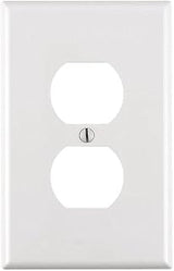 Leviton PJ8-W 1-Gang Duplex Device Receptacle Wallplate, Midway Size, Thermoplastic Nylon, Device Mount, White