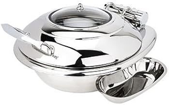 3938G Crown Collection 6 Quart Induction Chafing Dish, Round, Hinged Glass Lid