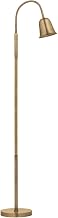 Troy Lighting Wharf 1-Light Floor Lamp | Patina Brass | Adjustable Gooseneck Reading Light | Bell-Shaped Shade | Jute-Wrapped Base | Modern Coastal Design | Damp Rated Fixture | Model PFL1053-PBR