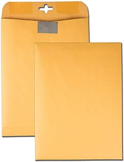 Quality Park 9 x 12 Postage Saving ClearClasp Envelopes, with Reusable Redi-Tac Closure & Gummed Flap, 28 lb Kraft Paper, 100 per Box (QUA43568)