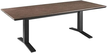 Modway Gavelston 91 Inch Aluminum Outdoor Dining Table in Gray Wash Charcoal Gray - Large Rectangular Patio Table for 6 - Weather-Resistant Metal Table with Slatted Top for Garden, Deck, Backyard