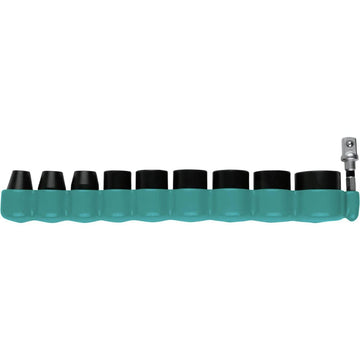 Impact XPS® 10 Pc. 3/8" Drive 6-Point SAE Impact Socket Set w/Standard Socket Adapter by Makita – One Size, Alloy Steel, Teal, Model E-01672