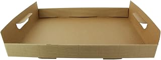 PacknWood 210PAPTRAY31 Kraft Paper Tray with Handles, basket for gift, empty gift basket trays, craft gift baskets tray, baskets for gifts empty cheap, tray baskets for gifts, 12 x 12 x 1.7in, 100 pcs