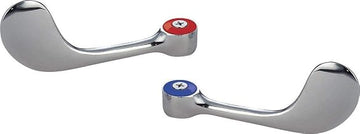 BK Resources Evolution Series Stainless Steel Wrist Blade Faucet Handle Kit, Heavy Duty Designed for Commercial Kitchens, Includes (1) Hot and (1) Cold Handle, Chrome Plated