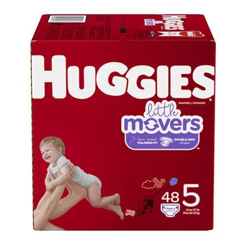 Little Movers Diapers by HUGGIES – Size 5, Polypropylene, White, Pack of 48, Model 036000497168