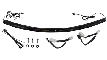 Windshield Trim with LED Turn Signals by Custom Dynamics – Aluminum, black, Model CD-WT2-01-B